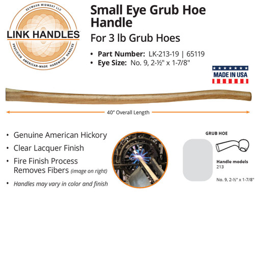  Link Handles 65119, 40" Small Eye Grub Hoe Handle for 3 Lb Grub Hoes, No. 9 Eye 2-1/2" X 1-7/8" (min qty 12 each) 