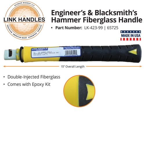  Link Handles 65725, 14" engineer's or blacksmith's hammer Fiberglass Handle, with epoxy (min qty 6 each) 