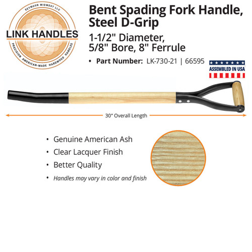  Link Handles 66595, 30" bent spading fork Handle, steel D-Grip, (min qty 6 each) 