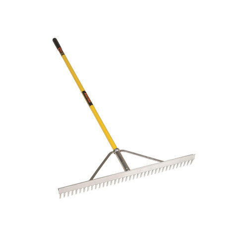  Structron 12100, 24" Field Rake, 66" Yellow Fiberglass Handle (min qty 2 each) 