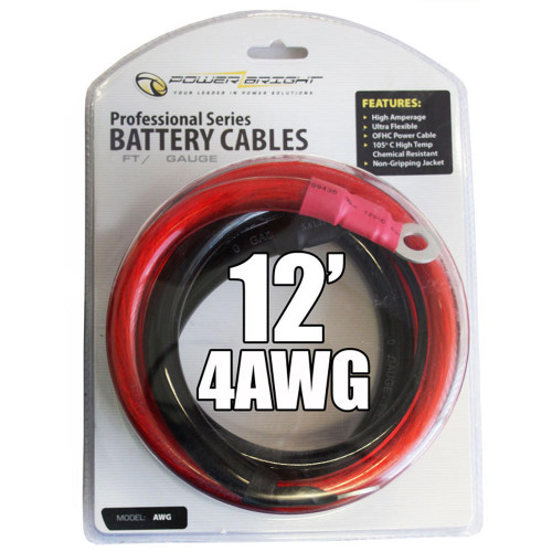  Power Bright 4AWG12, Power Cables for Inverter, 4 Gauge 12 Foot 