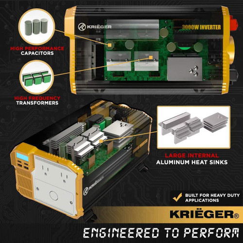 Krieger KR4000, 12 DC To AC Modified Sine Wave Inverter, 4000W