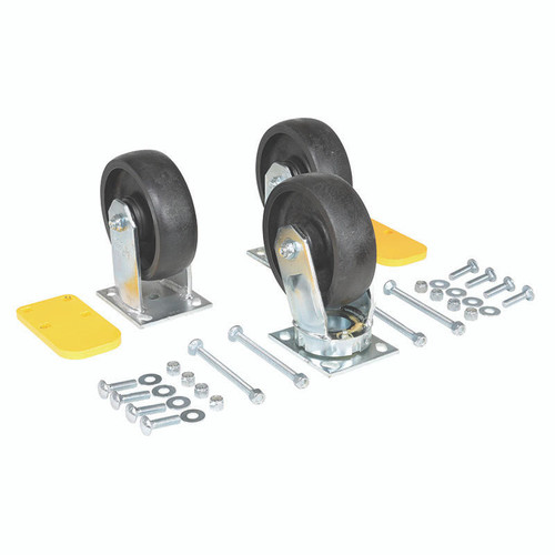Glass-Filled Nylon Caster Kit, 6 x 2in, 8,000 lb., Black