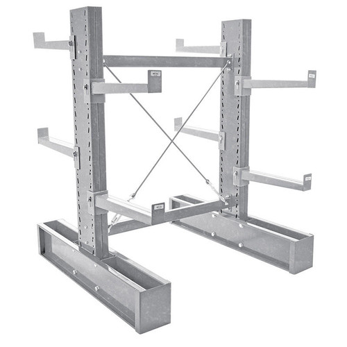 Double Sided Cantilever Rack Set, 36in Arms, 16,400lb, Silver