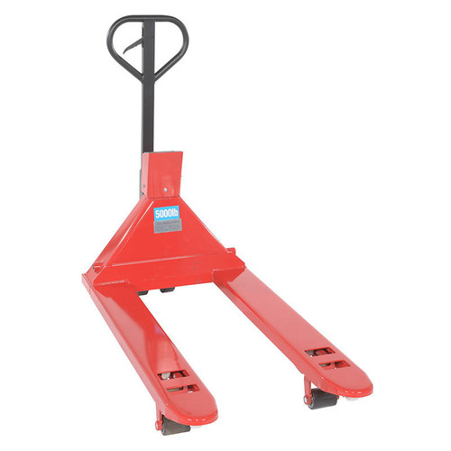 Pallet Truck, Scale and Printer, 66 x 28 x 48in, 5000lb, Red