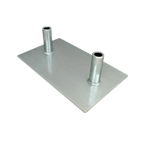 InstroTek Scraper Guide Plate for Troxler Nuclear Density Gauges, metal guide plate with two cylindrical guide rods.