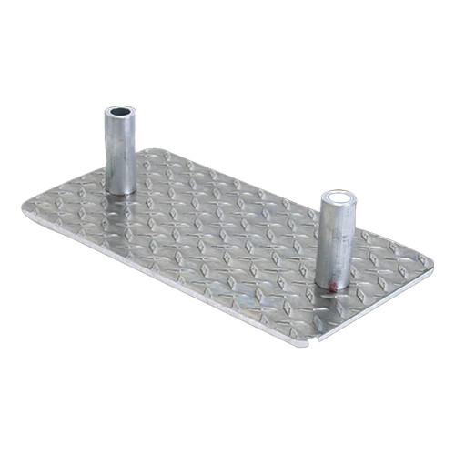 InstroTek Scraper Plate for Humboldt Nuclear Density Gauges, metal scraper plate with two cylindrical metal guides on a textured surface.
