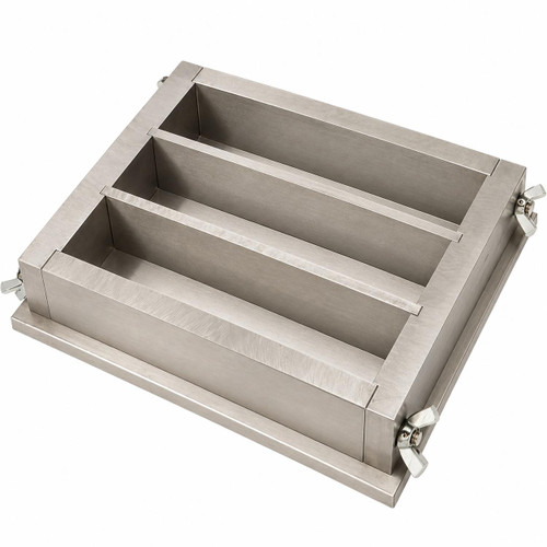 Humboldt Mfg. Mortar Prism Molds, Volume Change, 1.6 x 1.6 x 6.3 inches, 3-Gang, stainless steel laboratory equipment for construction material testing.
