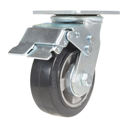 Vestil 5X2 Mold On Rubber Swivel Caster W/Total Brake 