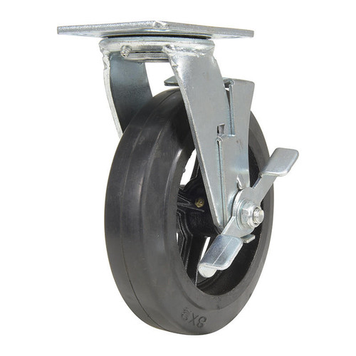 Vestil 8X2 Mold On Rubber Swivel W/ Brake Caster 