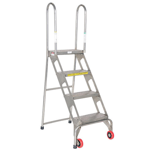 Vestil Folding 4 Step Ladder W/Wheels Ss 