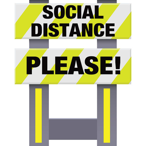 Vestil FSB-3832-VYL-031, Fld Sfty Barricade Vibrant Yl Social Distance 