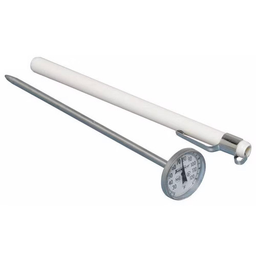 Thermco Dial Thermometer, 1in, 5in Stem, Pocket, Bi-Metal, 0/220F x 2.0F 