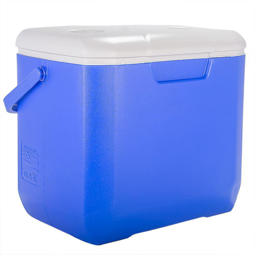 Gilson Company Insulated Specific Gravity Container, blue insulated cooler with white lid for precise temperature control.