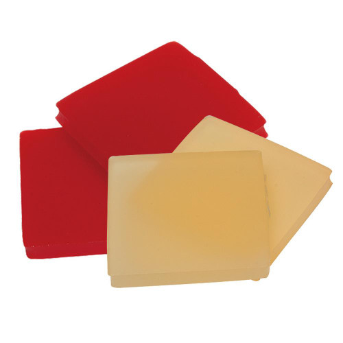 Gilson Company 2in Pad Caps for Cube Maker System Retainers, red and beige square pads for system support and retention.