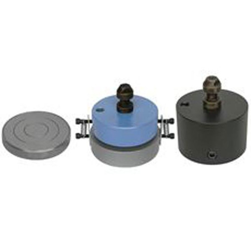 Gilson Company 3 x 3 x 6in Grout Prism Test Set for Automatic/Basic Series, a set of testing molds for grout prism analysis, including three molds in gray, blue, and black colors for construction material testing.