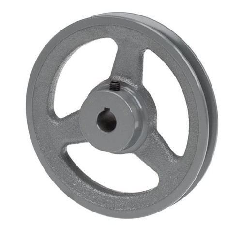 Gilson Company Drive Pulley for Gilson Rotary Sifters, metallic gray, industrial drive pulley with three spokes and central mounting hole.