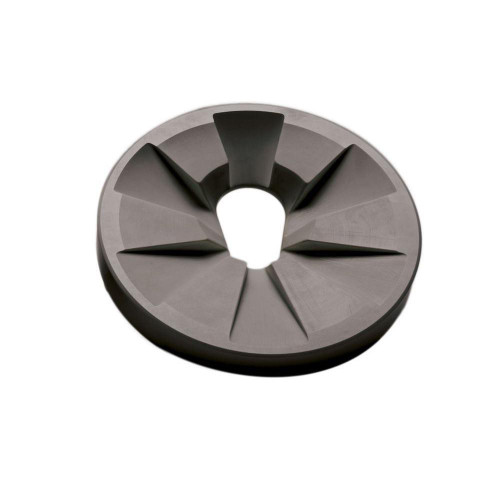 Fritsch Fixed Grinding Disk, Manganese Steel (200mm), a circular grinding tool with multiple angled grinding segments for industrial metalworking.
