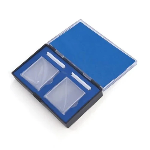 Sper Scientific Glass Cuvettes with Lid, 7.5x12.5x45mm, 1.7ml Volume (4Pcs), clear glass lab cuvettes in storage case with blue foam insert for laboratory use.