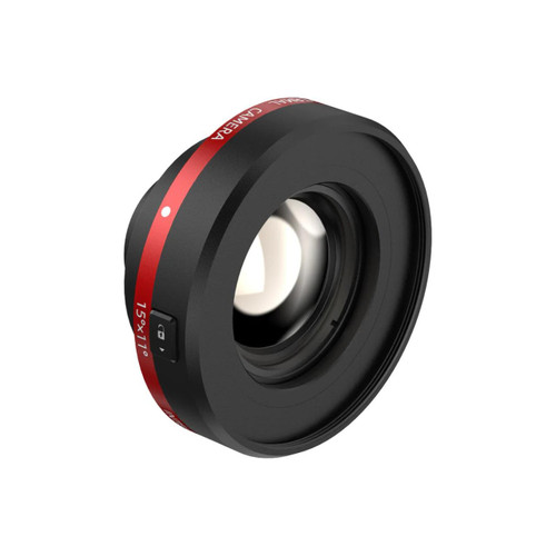 Uni-Trend Medium Tele Lens for Pro Enhanced Thermal Imaging Camera, black lens with red ring and specifications printed on the side.