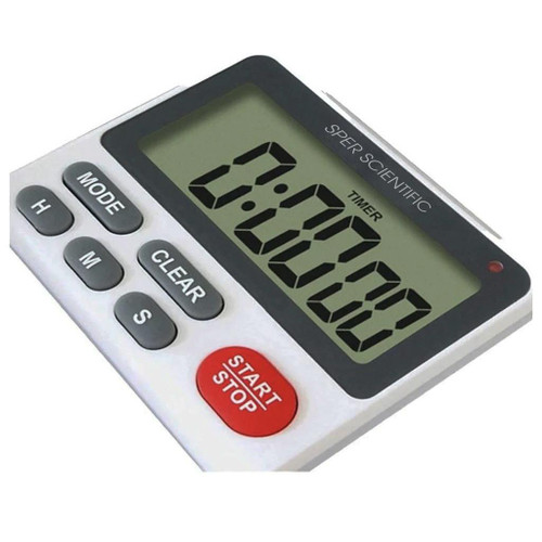 Sper Scientific 24 Hour Digital Lab Timer with LED Light, NIST Certificate, and multiple control buttons