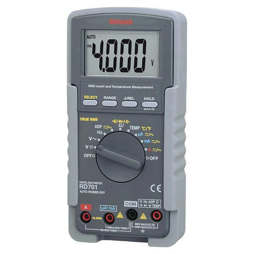 Sanwa Digital Multimeter with True RMS / High Input Impedance, front view showing digital display and rotary measurement switch.