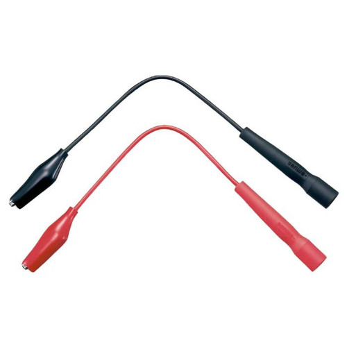 Sanwa Adapter: Clip Leads for Sanwa LCR700 Digital LCR Meter, black and red test clip leads with alligator clips.