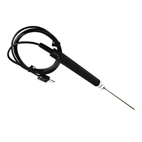 Sper Scientific Type J Immersion Thermometer Probe, Small, black handheld probe with a long metal sensing tip and electrical cord.