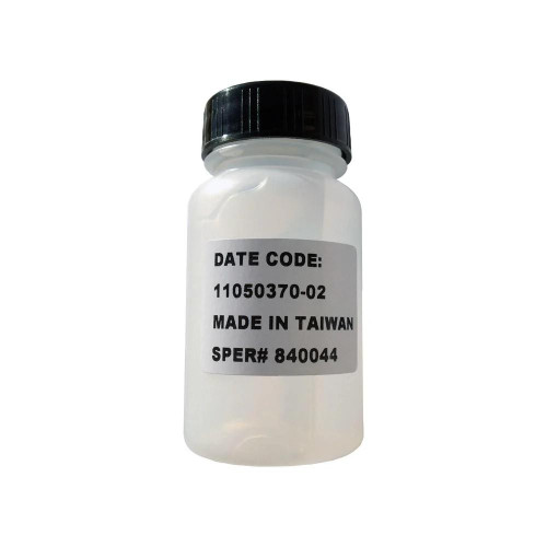 Sper Scientific Dissolved Oxygen (DO) Electrolyte, 30ml Bottle, a small white plastic container with a black screw cap and a label indicating manufacturing details and origin.