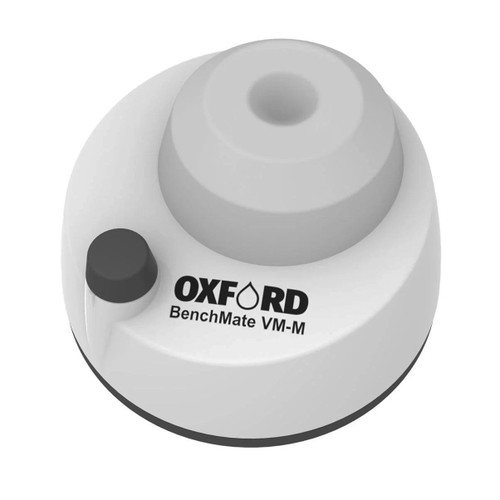 Oxford Lab Products BenchMate Mini Vortex Mixer, compact and portable laboratory vortex mixer with a round design and control knob for mixing samples.