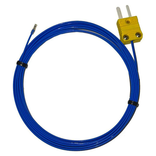 Sper Scientific Type K Waterproof Beaded Wire Temperature Probe, 5 Foot, yellow and blue temperature sensor with beaded wire and waterproof design for precise temperature measurements.