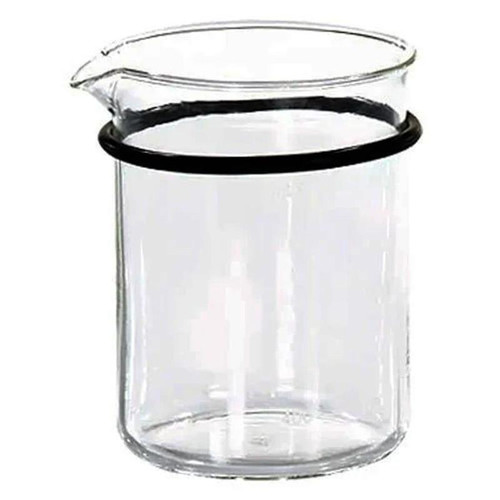 Crest Ultrasonics Beaker Glass, Graduated, 250ml, clear laboratory glass beaker with black measuring markings and spout for easy pouring.