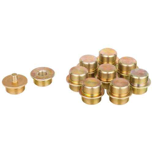 Gilson Company Connector Set for CBR Test, brass connectors with threaded ends used for hydraulic testing in geotechnical engineering.