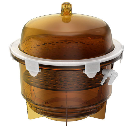 Lab Companion VDR-30G Vacuum Desiccator with UV Block, round 20L (0.7 cu ft) transparent amber for laboratory moisture control.