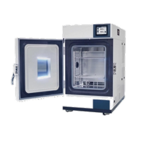 Lab Companion TH3-KE-100 Temperature & Humidity Chamber Tabletop, 100/3.5 cu ft, open front view showing internal shelves and digital control panel.