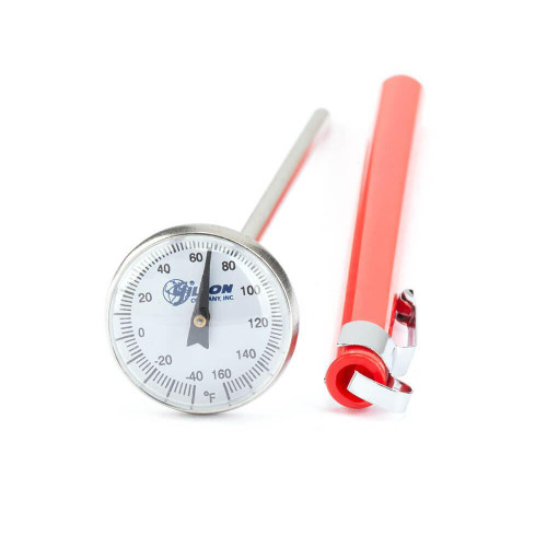 Pocket Dial Concrete Thermometer, 25 to 125F, 5in Stem, 1in Dial