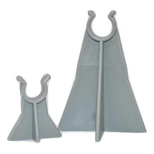 Paragon Concrete Support Rebar Chairs, No Base, 3.5in for #3 to #5, two gray plastic rebar chairs designed to support rebar in concrete construction.