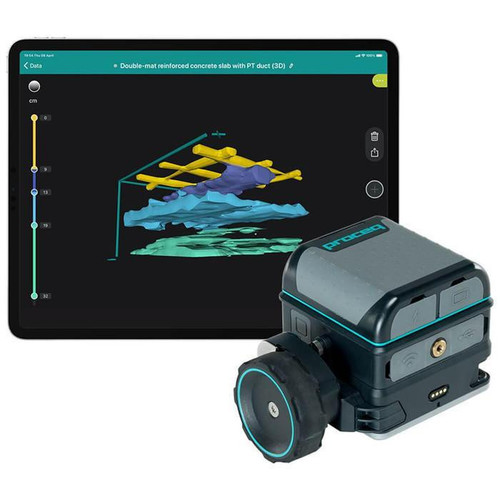 Proceq GP8800 Pro Ground Penetrating Radar, NiMh Battery, 2-Year Plan, with a tablet showing underground imaging results.