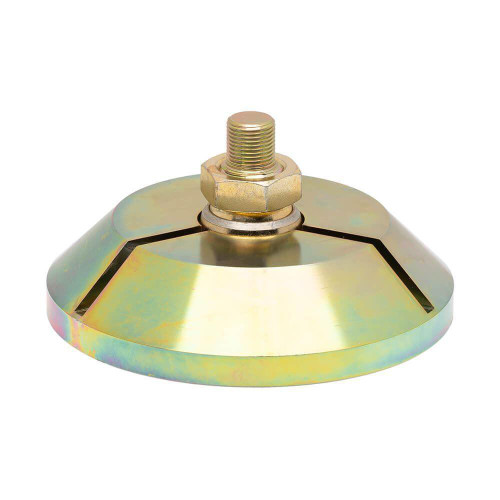 Gilson Company 6.25-inch Swivel Top Platen for Data Acquisition, with 3/4-inch x 12 TPI threaded connection, metallic with a shiny, iridescent finish and a central threaded bolt.