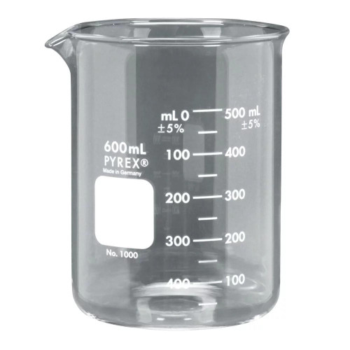 Gobelet En Verre PYREX 600 Ml Gradué - Forme Basse Griffon, Borosilicate, Pour Labo - Neuf Origine Allemagne