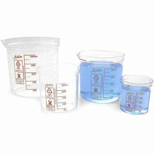 Global Gilson GW-51 Plastic Graduated Beaker, 100ml, Graduations (5ml)