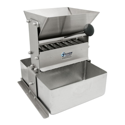 Gilson Company Jones Splitter with Gated Hopper, featuring (16) 0.5 inch chutes for precise sample division and material handling.