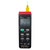 Sper Scientific Advanced Thermocouple Datalogger, Type K, NIST Certified, handheld digital temperature measuring device with LCD display showing 77.1°F, multiple control buttons, yellow thermocouple probe connected at the top.