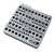 Lab Companion On-Ice Rack, aluminum laboratory rack with multiple slots and test tubes, measuring 157.5 x 151.5 x 21.1 mm, used for organizing and cooling test tubes in scientific laboratories.