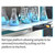 Lab Companion ISS-7200 Incubated Shaker (Multi-Stackable), laboratory shaker with multiple Erlenmeyer flasks filled with blue liquid on a lab bench with a rail-type platform for easy sample removal.