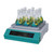 Lab Companion OS-4000 Shaker (Dual Action) (Orbital), 450×450mm Platform, 230V, laboratory shaker with multiple flasks filled with liquid on top of the device.