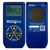 InstroTek Ranger Radiation Survey Meter, handheld blue device with digital display showing radiation levels in millisieverts per hour, circular control panel with buttons for mode, alarm, count, menu, and brightness, and a sensor on the back with warning label for high voltage and safety information.