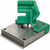 Humboldt Mfg. Vertical Cylinder Capper for 3 x 6in Cylinders, industrial green capper device mounted on a metallic base for sealing cylindrical containers.