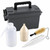 Humboldt Mfg. Sand Content Set for Testing Drilling Mud, with a gray storage case, white squeeze bottle, beige conical container, brush, glass tube, and cleaning chain for drilling mud analysis.