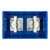 Gilson Company CBR/LBR Soaking Tank, blue rectangular soaking tank with two metal fixtures inside for processing samples.